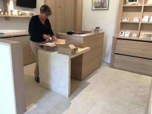 Frontenac French limestone retail display and flooring